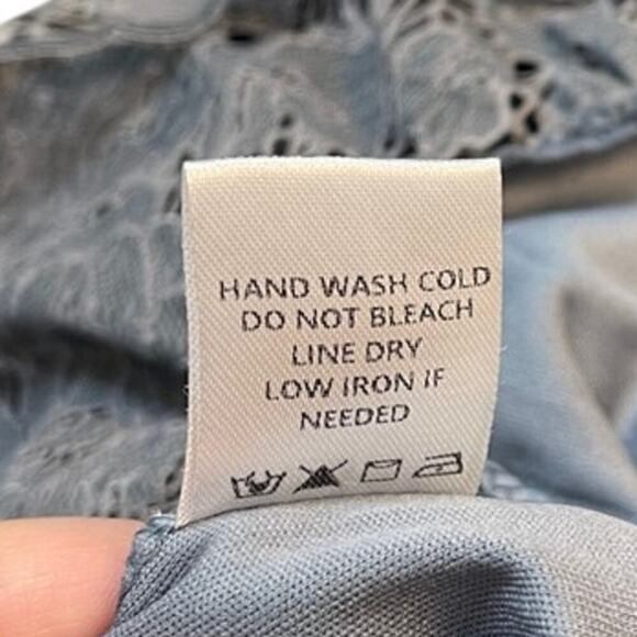 Altar'd State Lace Ruffle Mini Dress Blue Grey Color Sz Medium Floral Sleeveless - Picture 8 of 8